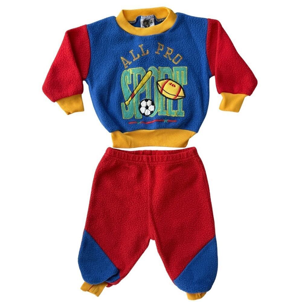 Vintage Cuties By Judy Baby Sports Fleece Set All Pro Sports 2pc Outfit 6-9M 90s